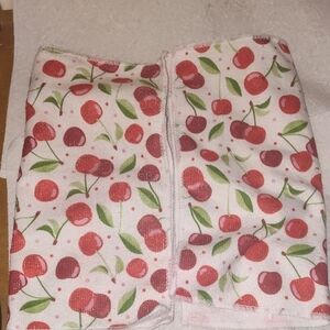 Cherry Print Washcloths/Hand Towels X2